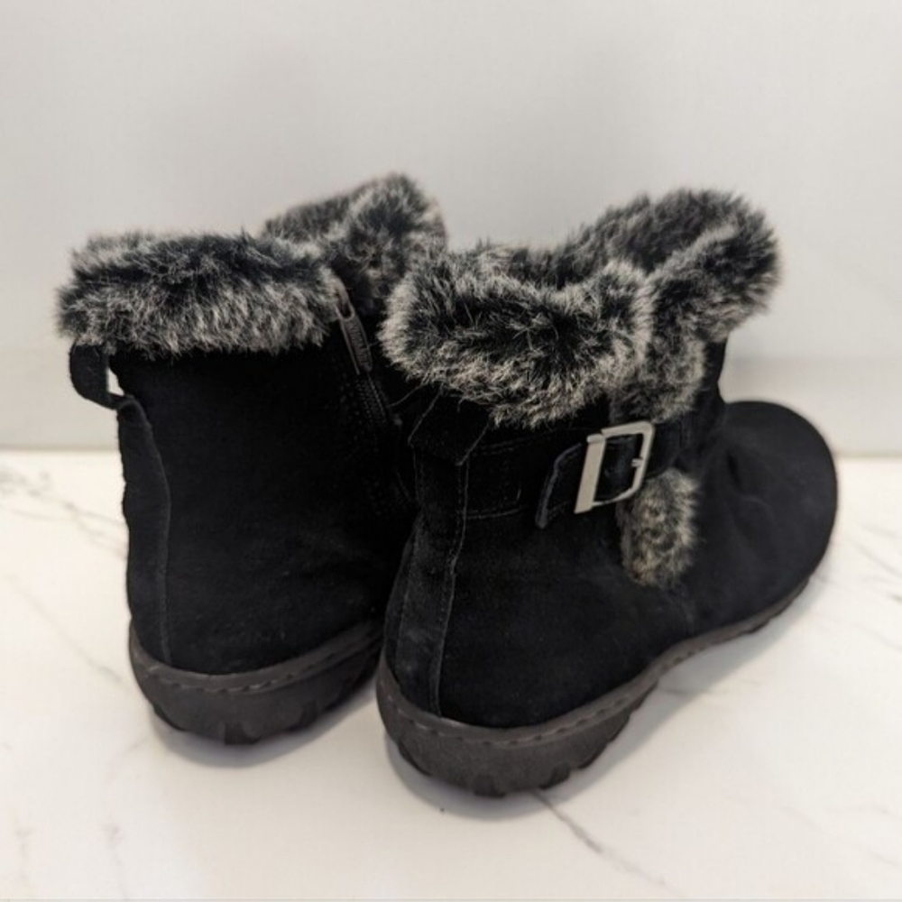 Khombu Women's Black All-Weather Lindsey Suede Winter Snow Boots Grey Faux Fur 9 - Picture 3 of 16